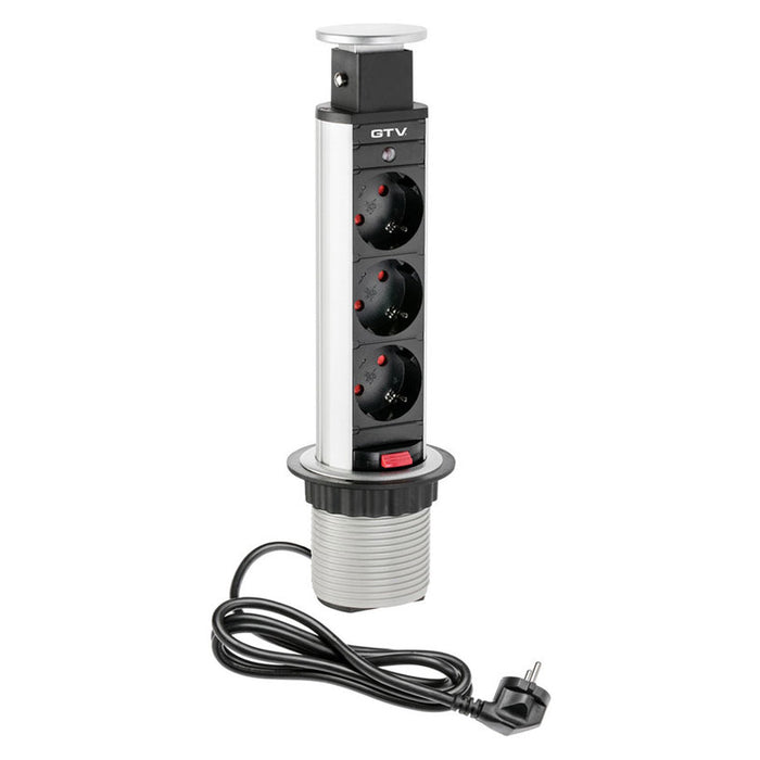 BUILT-IN SPLITTER 3 SOCKETS WITH CABLE SILVER GTV