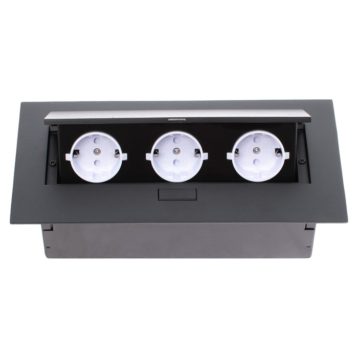 BUILT-IN SWITCH 3 SOCKETS 1.5M CABLE BLACK GTV
