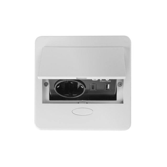 BUILT-IN SWITCH 1 SOCKET AND USB A+C AND CABLE WHITE GTV AVARO