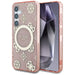 Guess 4G Background Gold Electroplated Peony Pattern MagSafe case for Samsung Galaxy S25 pink - Cell phone cases