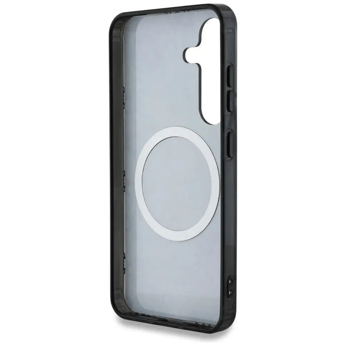 Guess 4G Background Gold Electroplated Peony Pattern MagSafe case for Samsung Galaxy S25 black - Cell phone cases