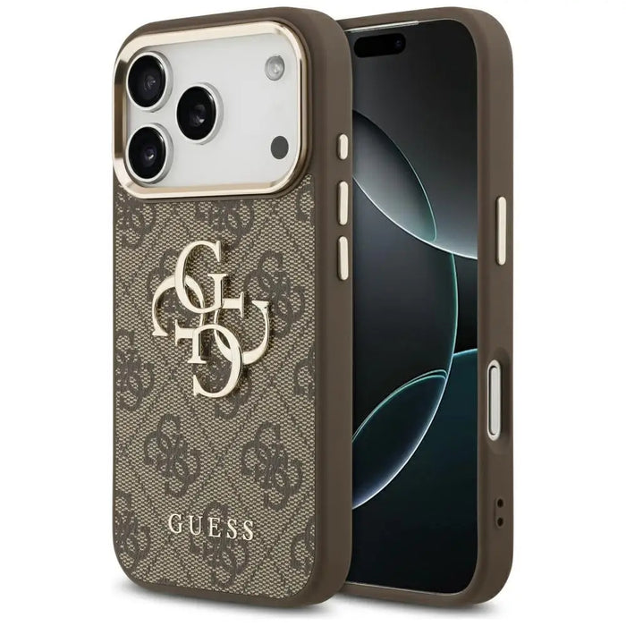 Guess 4G Big 4G Classic Logo Case for iPhone 17 Pro - Brown and Gold - Cell phone cases and covers<<<HurtelXML