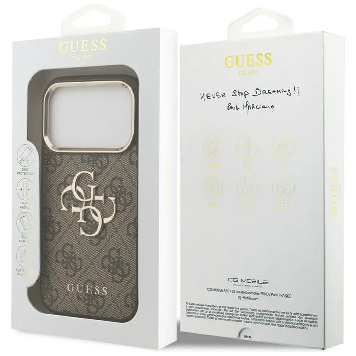 Guess 4G Big 4G Classic Logo Case for iPhone 17 Pro Max - Brown and Gold - Cell phone cases and covers<<<HurtelXML