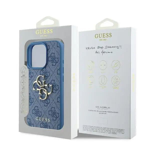 Guess 4G Big Logo Case for iPhone 16 Pro - Blue - Cell phone cases and covers<<<HurtelXML
