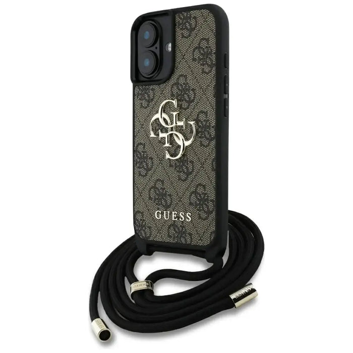 Guess 4G Big Logo Cord Stap Crossbody Case for iPhone 16 Brown - Cell phone cases and covers<<<HurtelXML