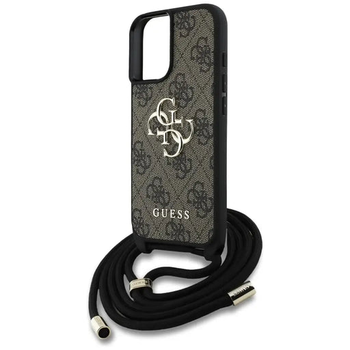 Guess 4G Big Logo Cord Stap Crossbody Case for iPhone 16 Brown - Cell phone cases and covers<<<HurtelXML