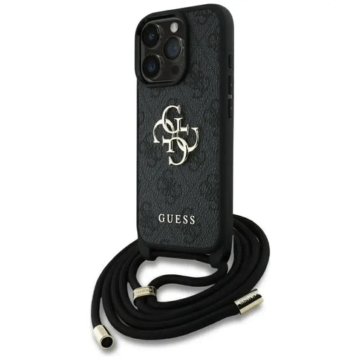 Guess 4G Big Logo Cord Stap Crossbody Case for iPhone 16 Pro Black - Cell phone cases and covers<<<HurtelXML
