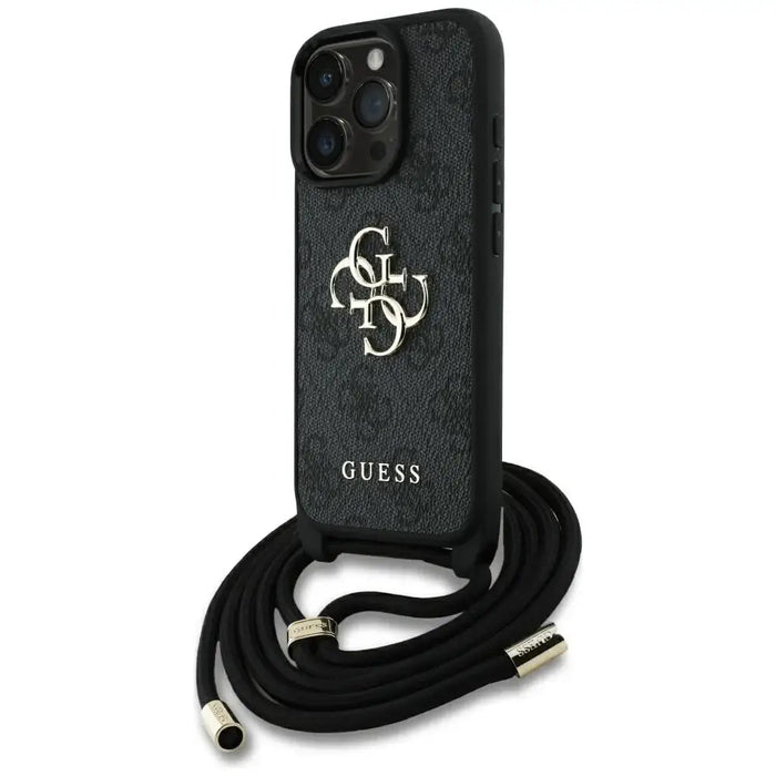 Guess 4G Big Logo Cord Stap Crossbody Case for iPhone 16 Pro Max black - Cell phone cases and covers<<<HurtelXML
