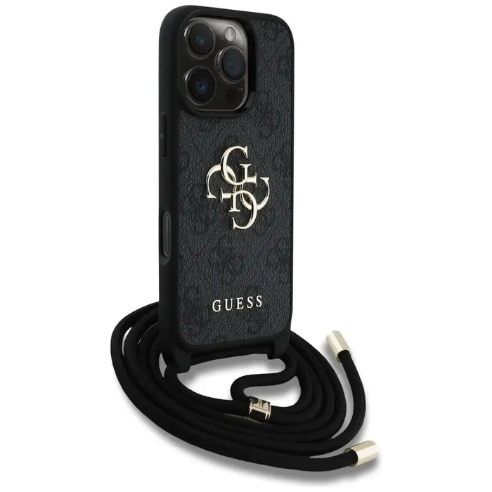 Guess 4G Big Logo Cord Stap Crossbody Case for iPhone 16 Pro Max black - Cell phone cases and covers<<<HurtelXML