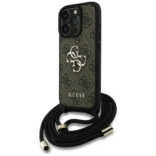 Guess 4G Big Logo Cord Stap Crossbody Case for iPhone 16 Pro Max Brown - Cell phone cases and covers<<<HurtelXML