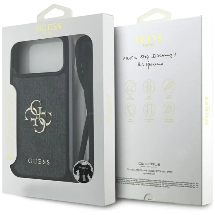 Guess 4G Big Logo Cord Stap Crossbody Case for iPhone 17 Pro Max - Black - Cell phone cases and covers<<<HurtelXML