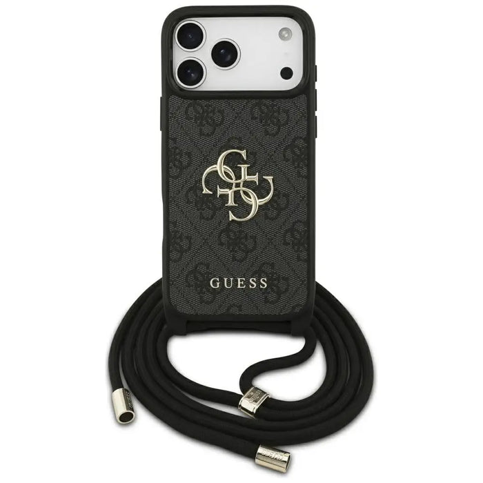 Guess 4G Big Logo Cord Stap Crossbody Case for iPhone 17 Pro Max - Black - Cell phone cases and covers<<<HurtelXML