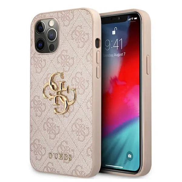 Guess 4G Big Metal Logo Case for iPhone 12 / 12 Pro - Pink - Cell phone cases and covers<<<HurtelXML