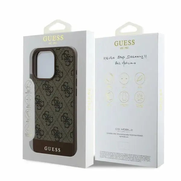Guess 4G Bottom Stripe case for iPhone 16 Pro - brown - Cell phone cases and covers<<<HurtelXML