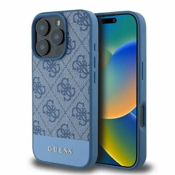 Guess 4G Bottom Stripe case for iPhone 16 Pro Max - blue - Cell phone cases and covers<<<HurtelXML