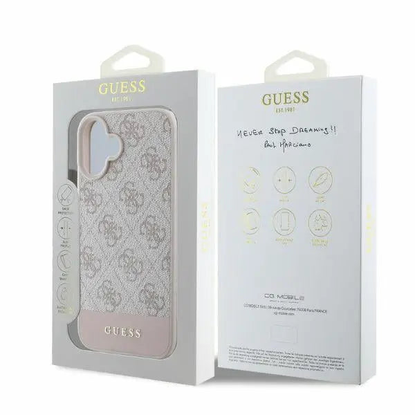 Guess 4G Bottom Stripe iPhone 16 Case - Pink - Cell phone cases and covers<<<HurtelXML