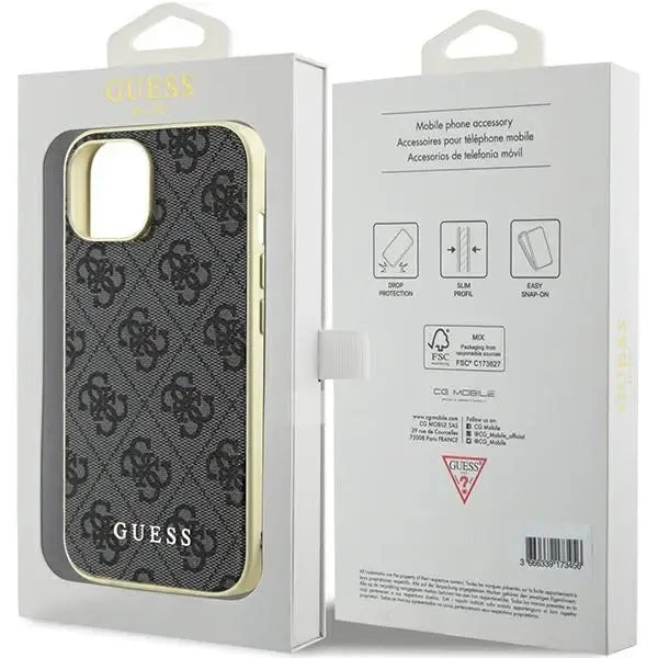 Guess 4G Charms Collection case for iPhone 15 - gray - Cell phone cases and covers<<<HurtelXML
