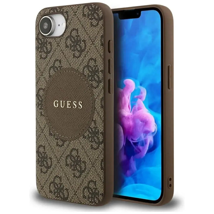 Guess 4G Circle Classic Logo MagSafe case for iPhone 16e - brown - Cell phone cases and covers<<<HurtelXML