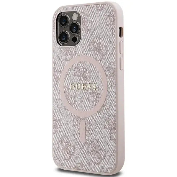 Guess 4G Collection Leather Metal Logo MagSafe Case for iPhone 12 Pro / iPhone 12 - Pink - Cell phone cases