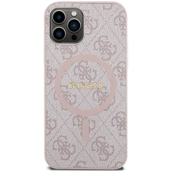 Guess 4G Collection Leather Metal Logo MagSafe Case for iPhone 12 Pro / iPhone 12 - Pink - Cell phone cases