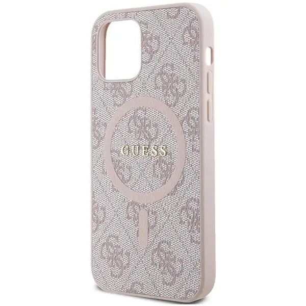 Guess 4G Collection Leather Metal Logo MagSafe Case for iPhone 12 Pro / iPhone 12 - Pink - Cell phone cases