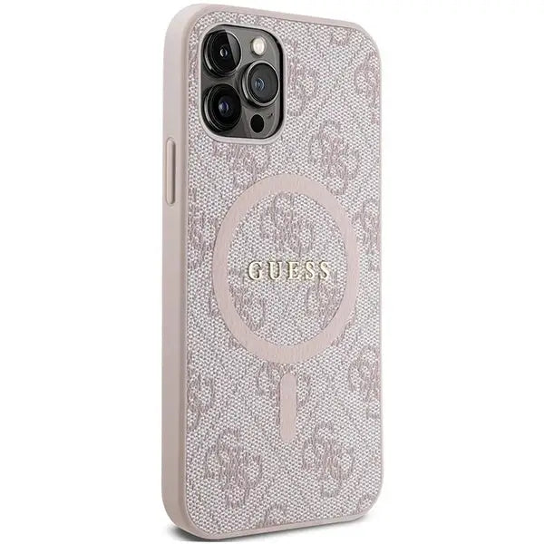 Guess 4G Collection Leather Metal Logo MagSafe Case for iPhone 12 Pro / iPhone 12 - Pink - Cell phone cases