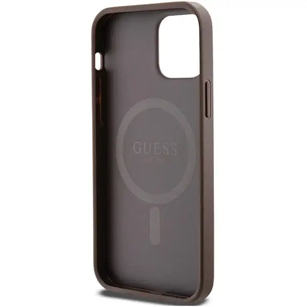 Guess 4G Collection Leather Metal Logo MagSafe Case for iPhone 12 Pro / iPhone 12 - Brown - Cell phone cases