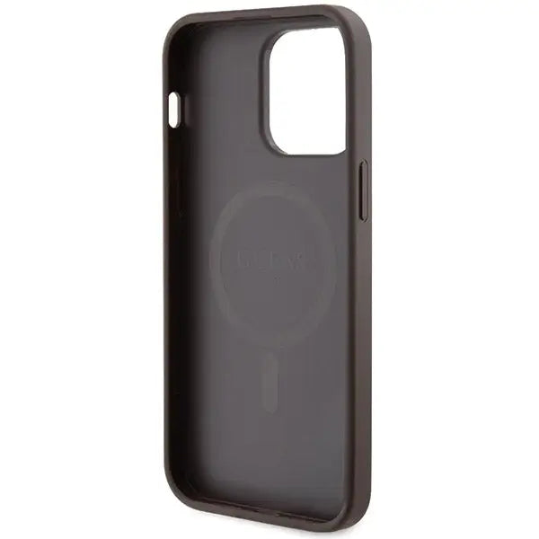 Guess 4G Collection Leather Metal Logo MagSafe Case for iPhone 13 Pro / iPhone 13 - Brown - Cell phone cases