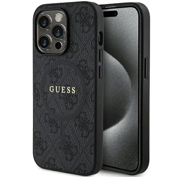 Guess 4G Collection Leather Metal Logo MagSafe Case for iPhone 14 Pro - Black - Cell phone cases and covers<<<HurtelXML