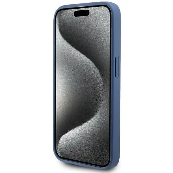 Guess 4G Collection Leather Metal Logo MagSafe Case for iPhone 14 Pro Max - Blue - Cell phone cases