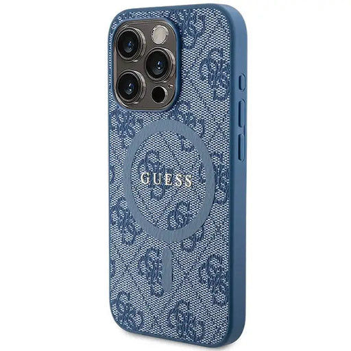 Guess 4G Collection Leather Metal Logo MagSafe Case for iPhone 14 Pro - Blue - Cell phone cases and covers<<<HurtelXML