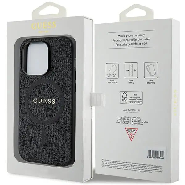Guess 4G Collection Leather Metal Logo MagSafe Case for iPhone 14 Pro - Black - Cell phone cases and covers<<<HurtelXML