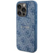 Guess 4G Collection Leather Metal Logo MagSafe Case for iPhone 14 Pro Max - Blue - Cell phone cases