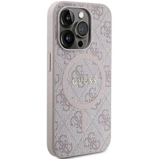 Guess 4G Collection Leather Metal Logo MagSafe Case for iPhone 15 Pro - Pink - Cell phone cases and covers<<<HurtelXML
