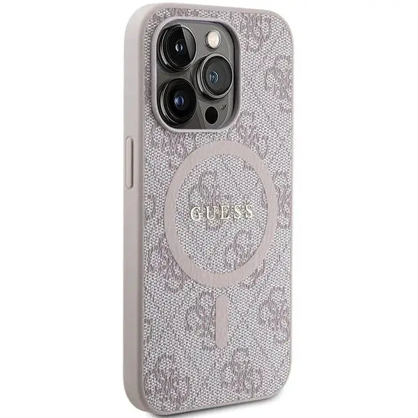 Guess 4G Collection Leather Metal Logo MagSafe Case for iPhone 15 Pro - Pink - Cell phone cases and covers<<<HurtelXML