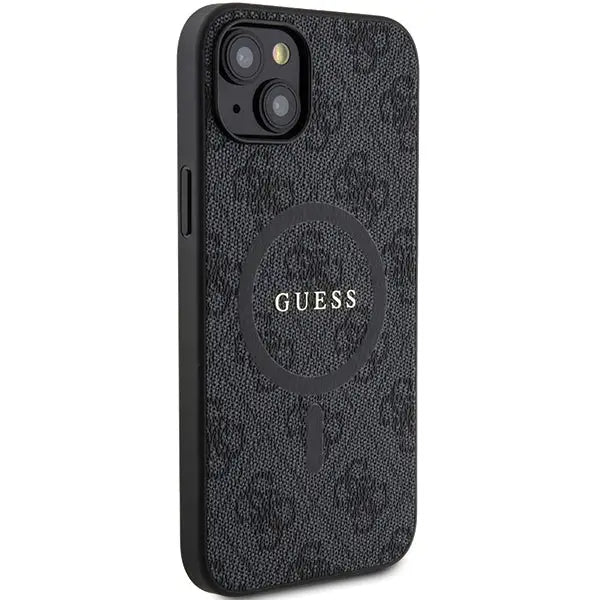 Guess 4G Collection Leather Metal Logo MagSafe Case for iPhone 14/15/13 - Black - Cell phone cases