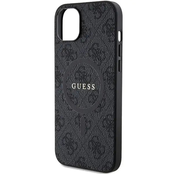 Guess 4G Collection Leather Metal Logo MagSafe Case for iPhone 14/15/13 - Black - Cell phone cases