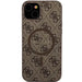Guess 4G Collection Leather Metal Logo MagSafe Case for iPhone 15/14/13 - Brown - Cell phone cases