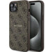 Guess 4G Collection Leather Metal Logo MagSafe Case for iPhone 15/14/13 - Brown - Cell phone cases