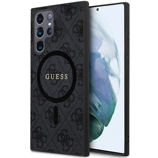 Guess 4G Collection Leather Metal Logo MagSafe Case for Samsung Galaxy S24 Ultra - Black - Cell phone cases