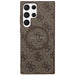 Guess 4G Collection Leather Metal Logo MagSafe Case for Samsung Galaxy S24 Ultra - Brown - Cell phone cases