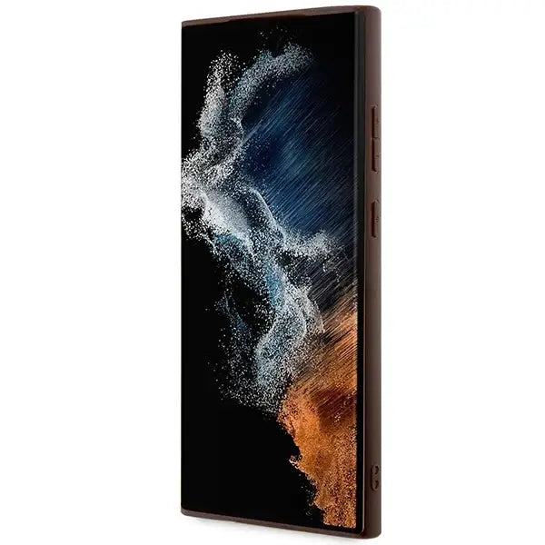 Guess 4G Collection Leather Metal Logo MagSafe Case for Samsung Galaxy S24 Ultra - Brown - Cell phone cases