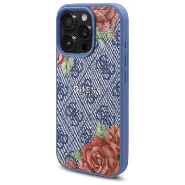 Guess 4G Flowers Print MagSafe case for iPhone 16 Pro Max - blue - Cell phone cases and covers<<<HurtelXML