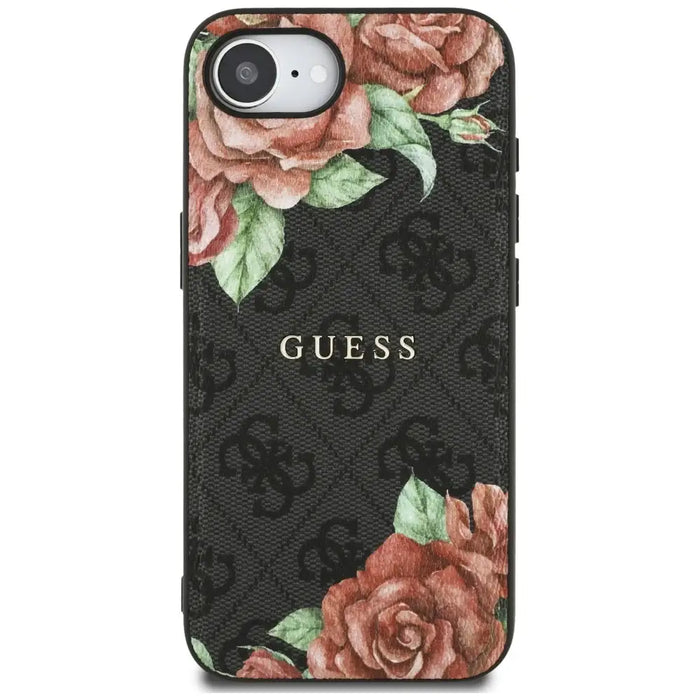 Guess 4G Flowers Print MagSafe case for iPhone 16e - black - Cell phone cases and covers<<<HurtelXML