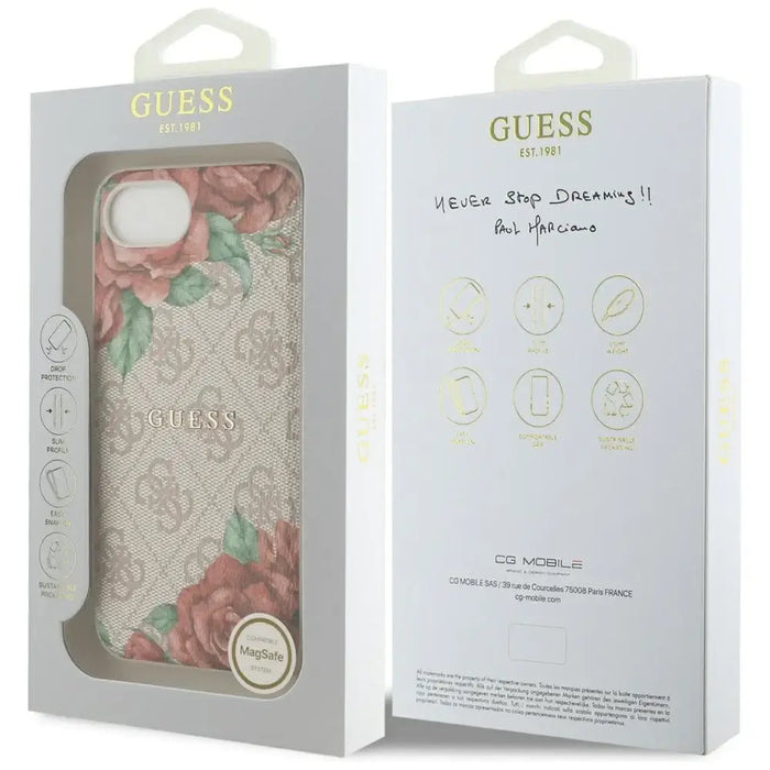 Guess 4G Flowers Print MagSafe iPhone 16e Case - Pink - Cell phone cases and covers<<<HurtelXML