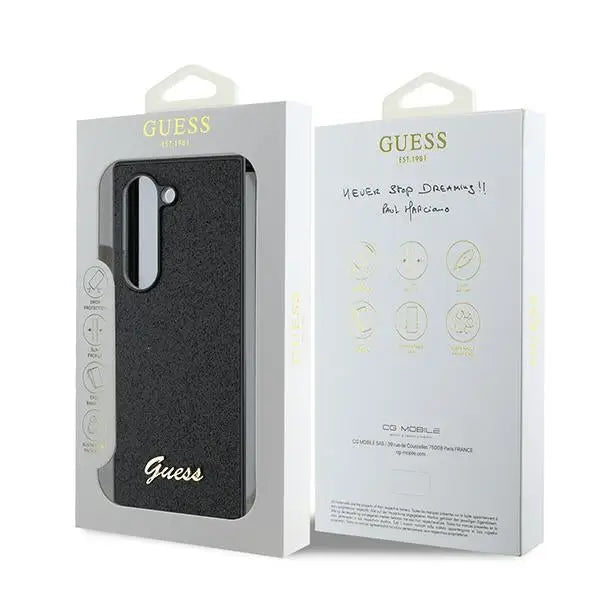 Guess 4G Glitter Script Case for Samsung Galaxy Z Fold 6 - Black - Cell phone cases and covers<<<HurtelXML