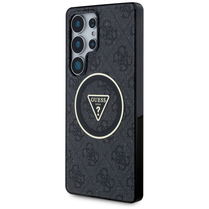 Guess 4G Glitter Triangle Buttons MagSafe Case for Samsung Galaxy S25 Ultra Black - Cell phone cases