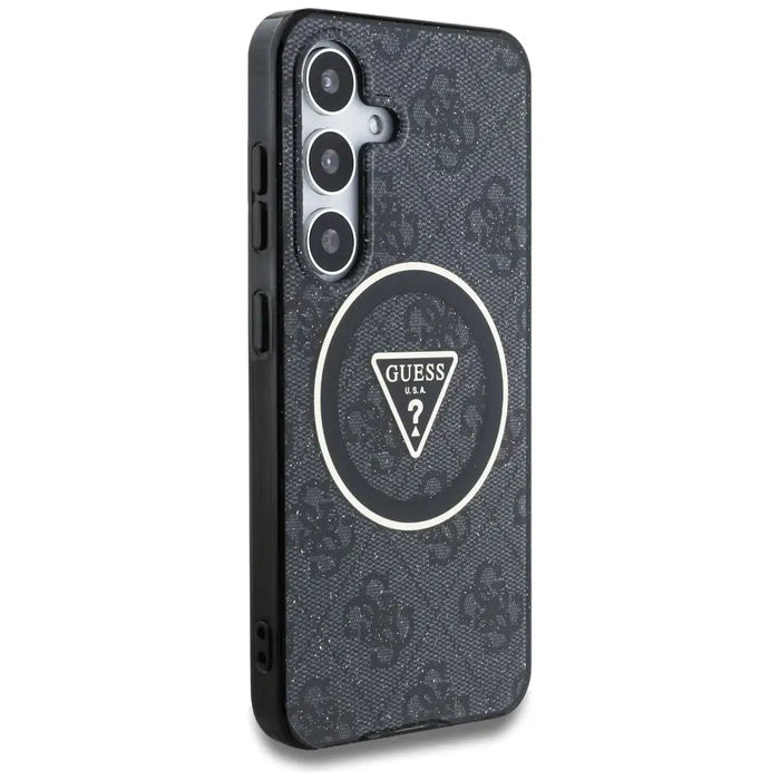 Guess 4G Glitter Triangle Buttons MagSafe case for Samsung Galaxy S25 black - Cell phone cases and covers<<<HurtelXML