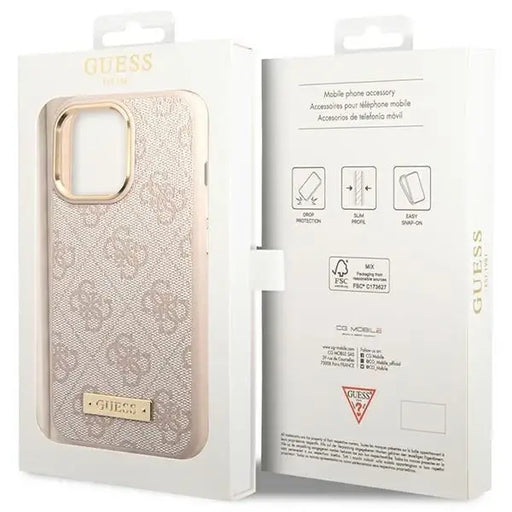 Guess 4G Logo Plate MagSafe case for iPhone 14 Pro Max - pink - Cell phone cases and covers<<<HurtelXML
