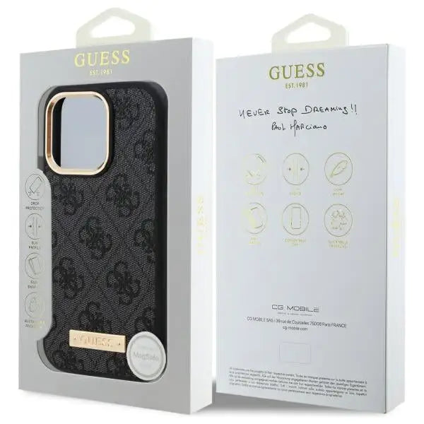 Guess 4G Logo Plate MagSafe Case for iPhone 16 Pro - Black - Cell phone cases and covers<<<HurtelXML